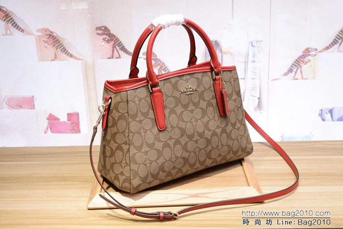 COACH蔻馳 最新款 C家戴妃拼色單肩斜挎女包 F57492 今年流行系列 手提斜挎包  Chz1430